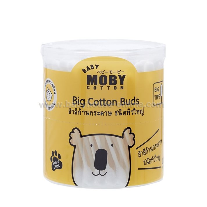 สำลีก้านชนิดหัวใหญ่กระปุก110ก้าน Moby