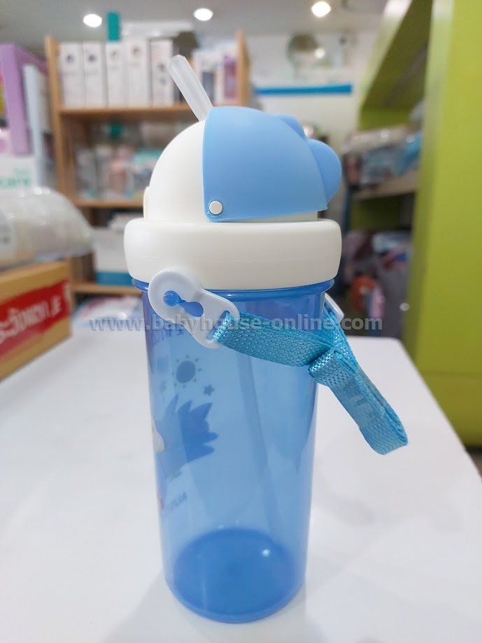 Pureen กระติกน้ำพร้อมหลอดดูด+สายคล้อง สีฟ้าลายใหม่