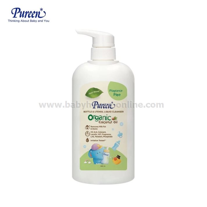 Pureenน้ำยาล้างขวดนมสูตรออร์แกนิค ขวดปั๊ม 600มล.