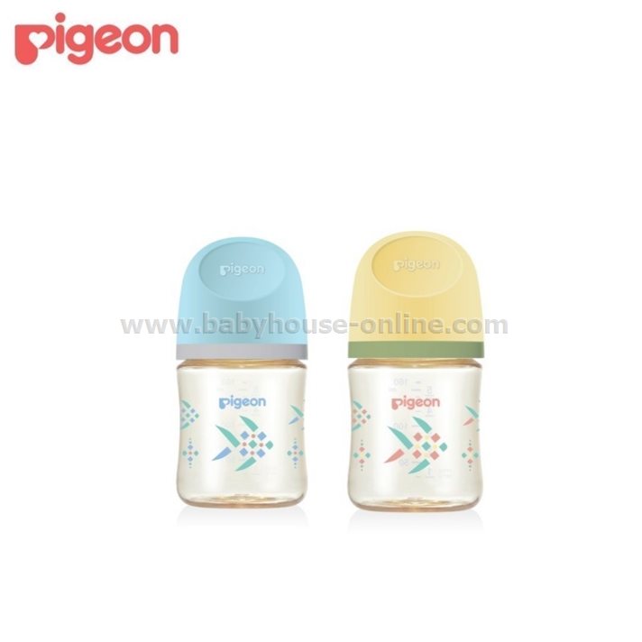 Pigeonขวดนมสีชาคอกว้าง 5ozแพคคู่ลายปลาตะเพียน